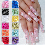 12Grid/Box Mixed Resin Bowknot Nail Charms 3D Colorful Bow Kawaii Rhinestone Nail Art Decorations DIY Manicure Parts Pen Tweezer