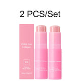 PDRN Pink Collagen Volume Multi Balm Stick&Serum 5% Volufiline Hydrating Firming Repair Balm for Face Neck Eye Area Skincare