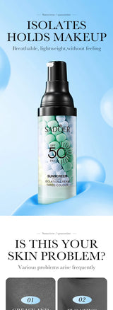 Face Makeup Primer Tri-color Cream Contour Color Isolation Waterproof Makeup Foundation Natural Makeup Base Cream 40g