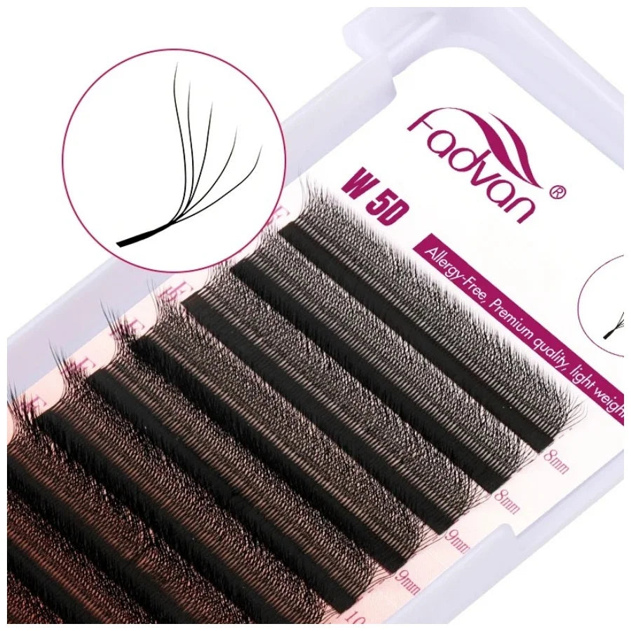 FADVAN M/L/L+/C/D Curl 3D/4D/5D W Shape Eyelash Extensions Waterproof Curling Natural Volume Lashes Soft Black False Eyelashes