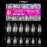 Luxury False Nail Tips Soft Gel Fingertip Semi-matte Capsules Almond French Coffin Full Cover Artificial Fake Nails Extension