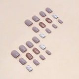 24 PCs Short French Glossy Glitter Nails with 1 Jelly Gel and 1 Nail File