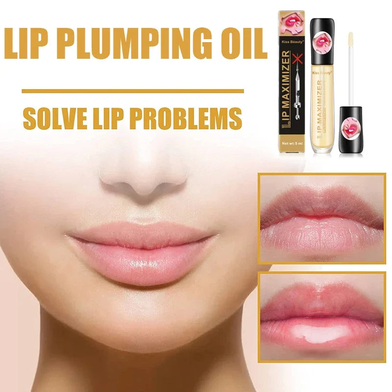 Lip Gloss Transparent Plumping Lip Oil Moisturizing Repairing Reduce Lip Fine Line Oil Brighten Enhance Lip Serum Cosmetics
