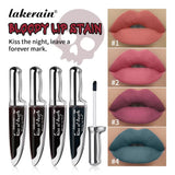 Gothic Bloody Lip Stain Matte Dark Red Green Halloween Lip Glaze Tint Knife Shaped Bottle Vampire Lipstick Makeup Waterproof