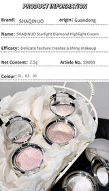 SHAQINUO Highlighter Cream, Radiant Shimmer Powder, Smooth with Potato Mash Texture, Long-lasting, Non-Flaking for Highlighting