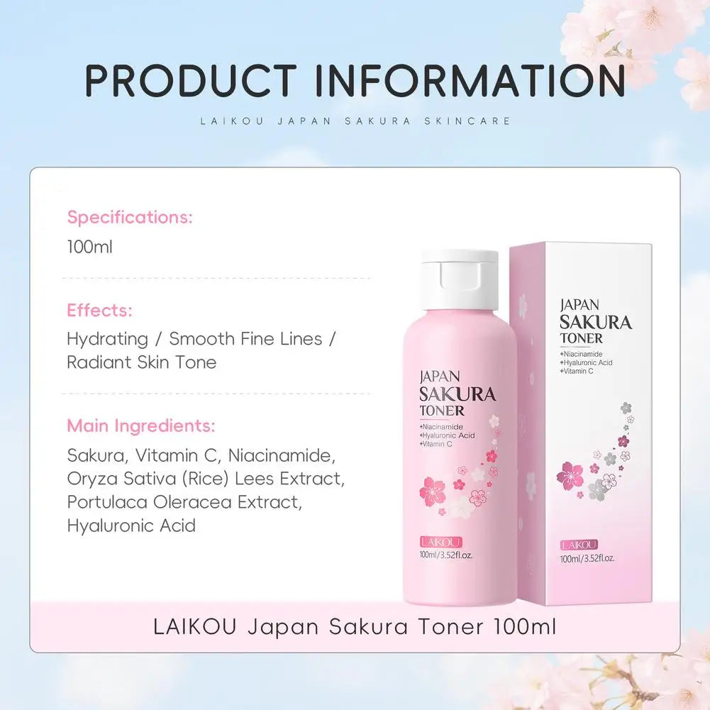 100ML Sakura Face Toner Brightening Hydrating Moisturizing Oil Control Deep Hydration Moisturizer Feels Light Serum Skin Care