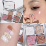 Four Color Glitter Highlighter Powder Palette Diamond High Gloss Shiny High Light Bronzers Face Body Brightening Makeup Cosmetic