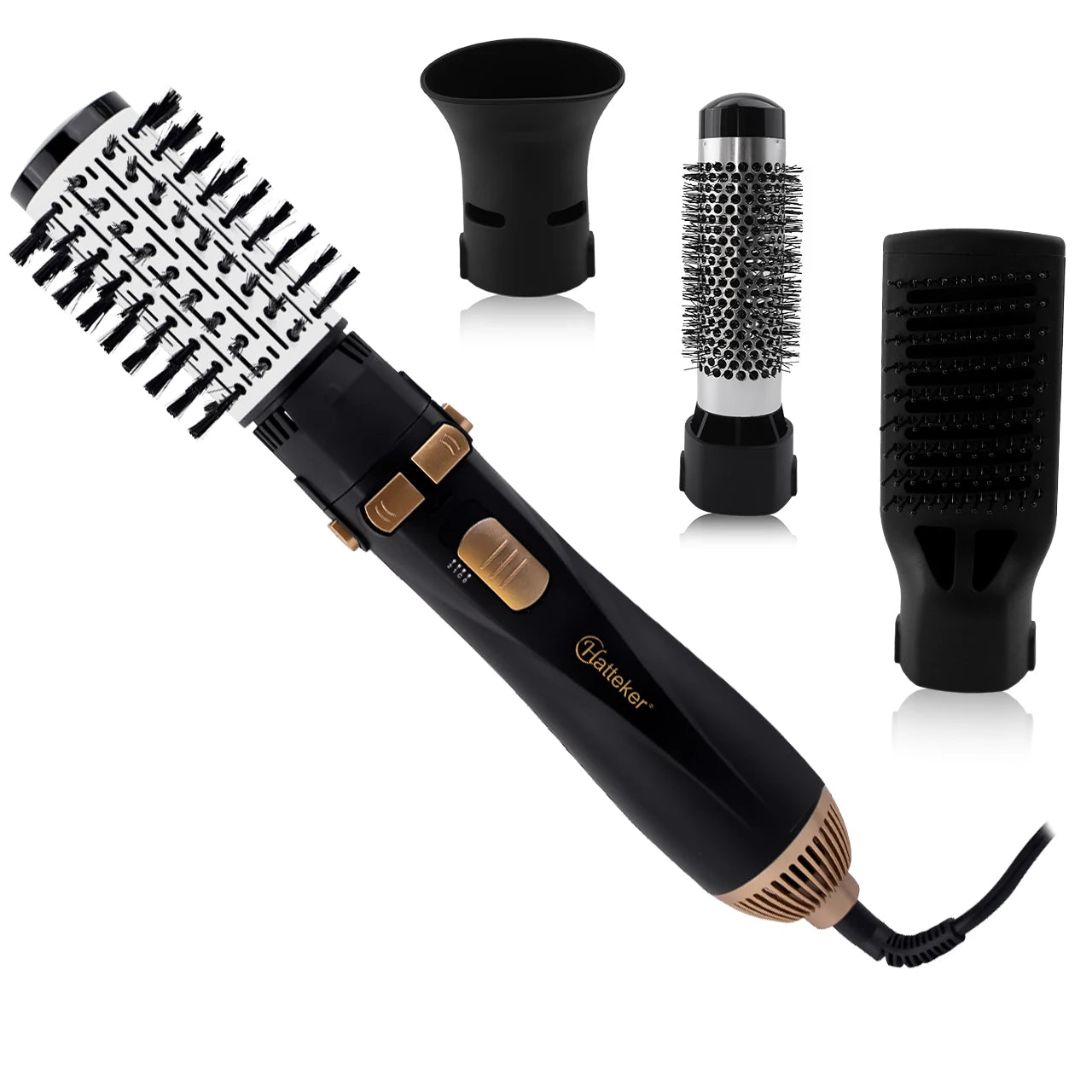 Hatteker EU 4-Head Hair Dryer Hot Air Brush Strong Wind Electric Straightener Curler Roller Comb Blower Styling Tool for Women