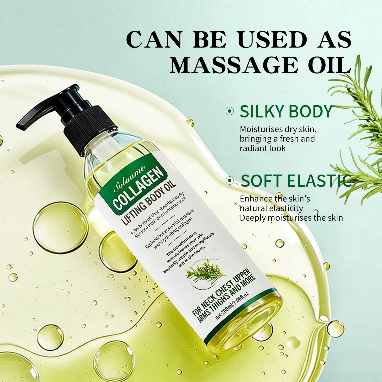 Collagen Lifting Body Oil, Hydrating & Firming Dry Oil, Lightweight Fast-Absorbing, after Shower Moisturizing Oil for Women Men