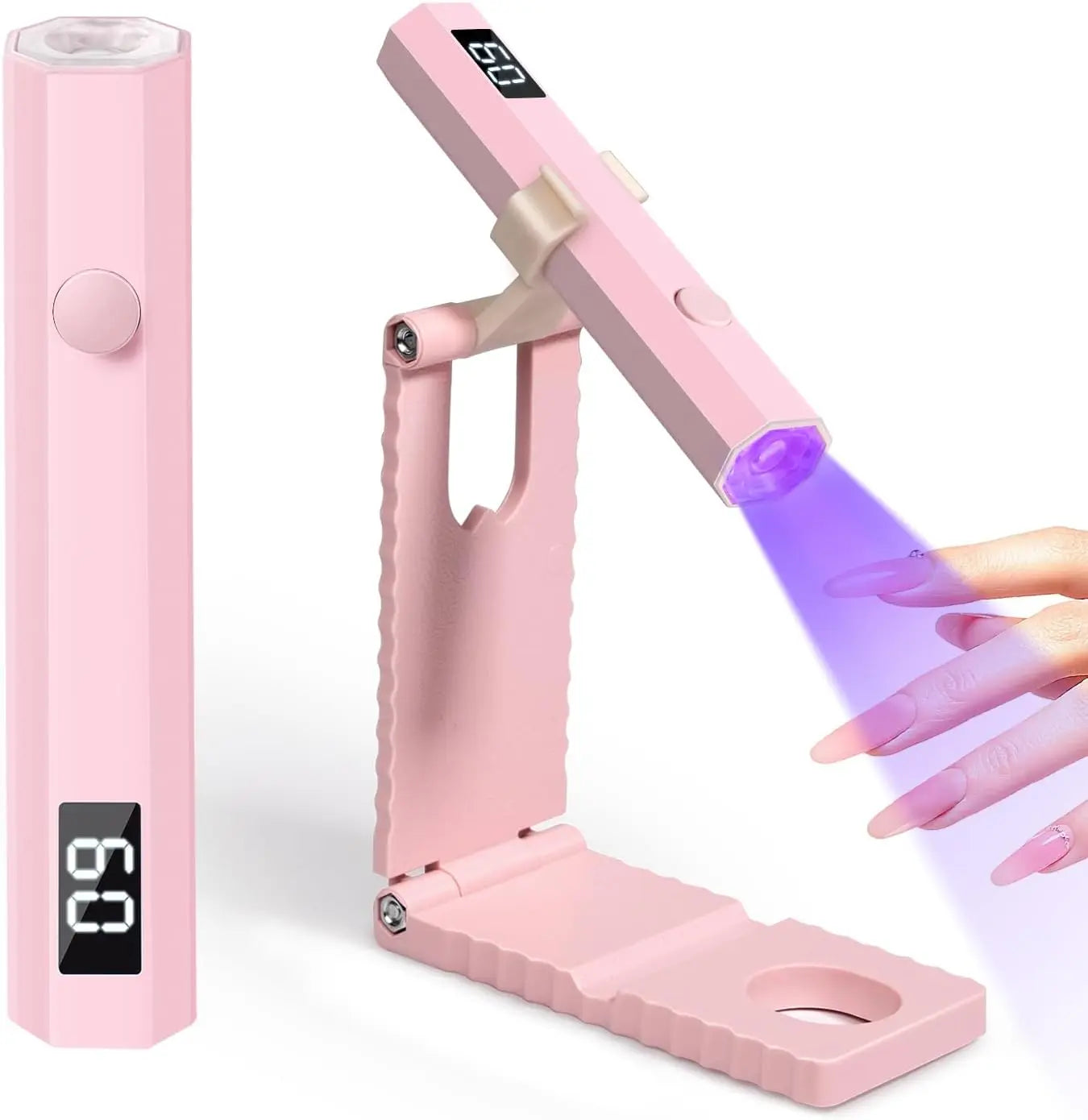 Convenient Handheld UV/LED Nail Lamp Set Handheld Light with Stand LCD Display USB Gel Nail Dryer for Quick Curing All