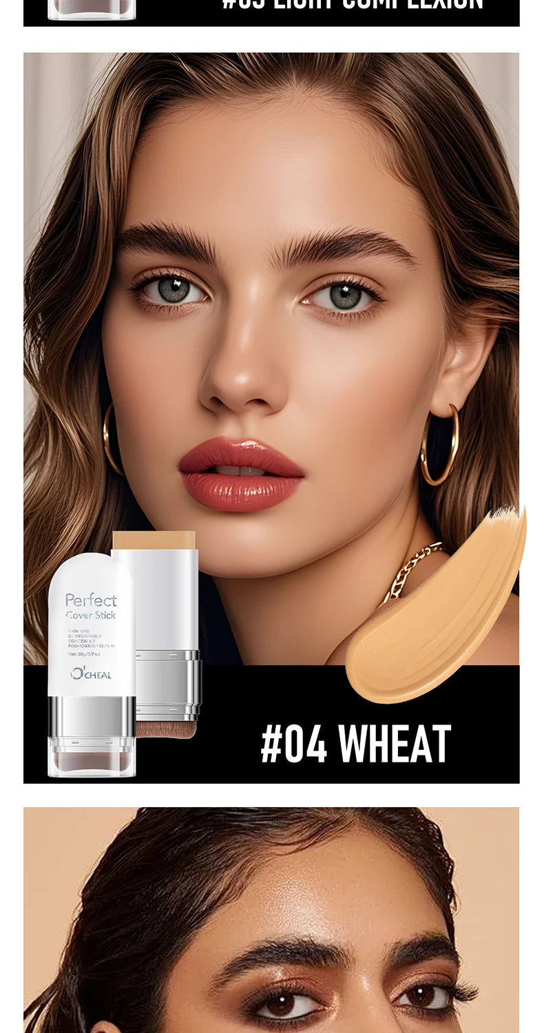 O'CHEAL Perfect Cover Stick Thin And Comfortable Concealer Foundation Cream Stick Instant Natural Waterproof Long-lasting Makeup