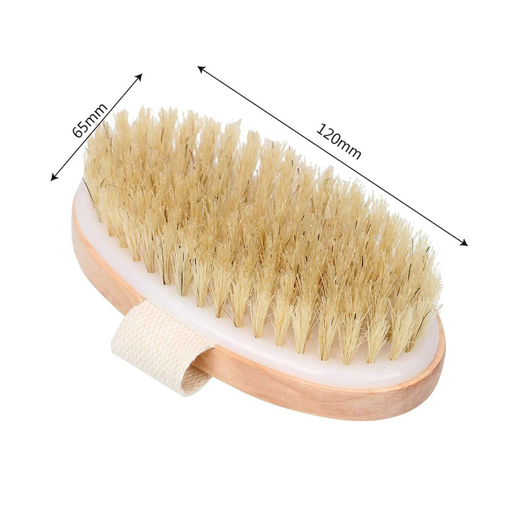 Skin Body Brush Natural Pig Bristles Dry Skin Exfoliating Body Massage Cleaning SPA Tool For Cellulite Lymphatic Drainag