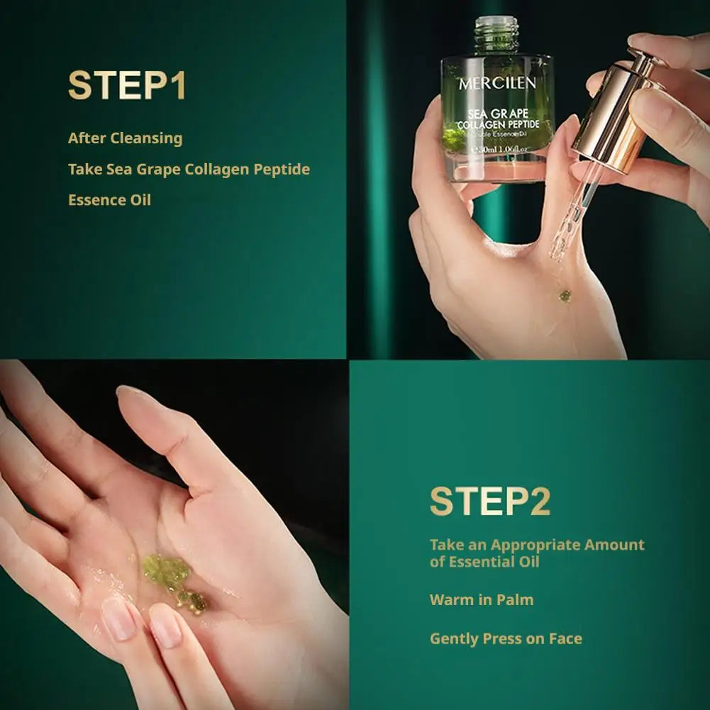 Sea Grape Collagen Peptide Double Essence Oil Facial Care Tightening Moisturizing Brightening Face Serum Korean skin care