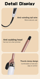 EU Plug 0.51"  Curling Iron, Constant Temp Hair Care, Auto Shutoff, Anti-Scald Stand, Perfect for Wool Curls