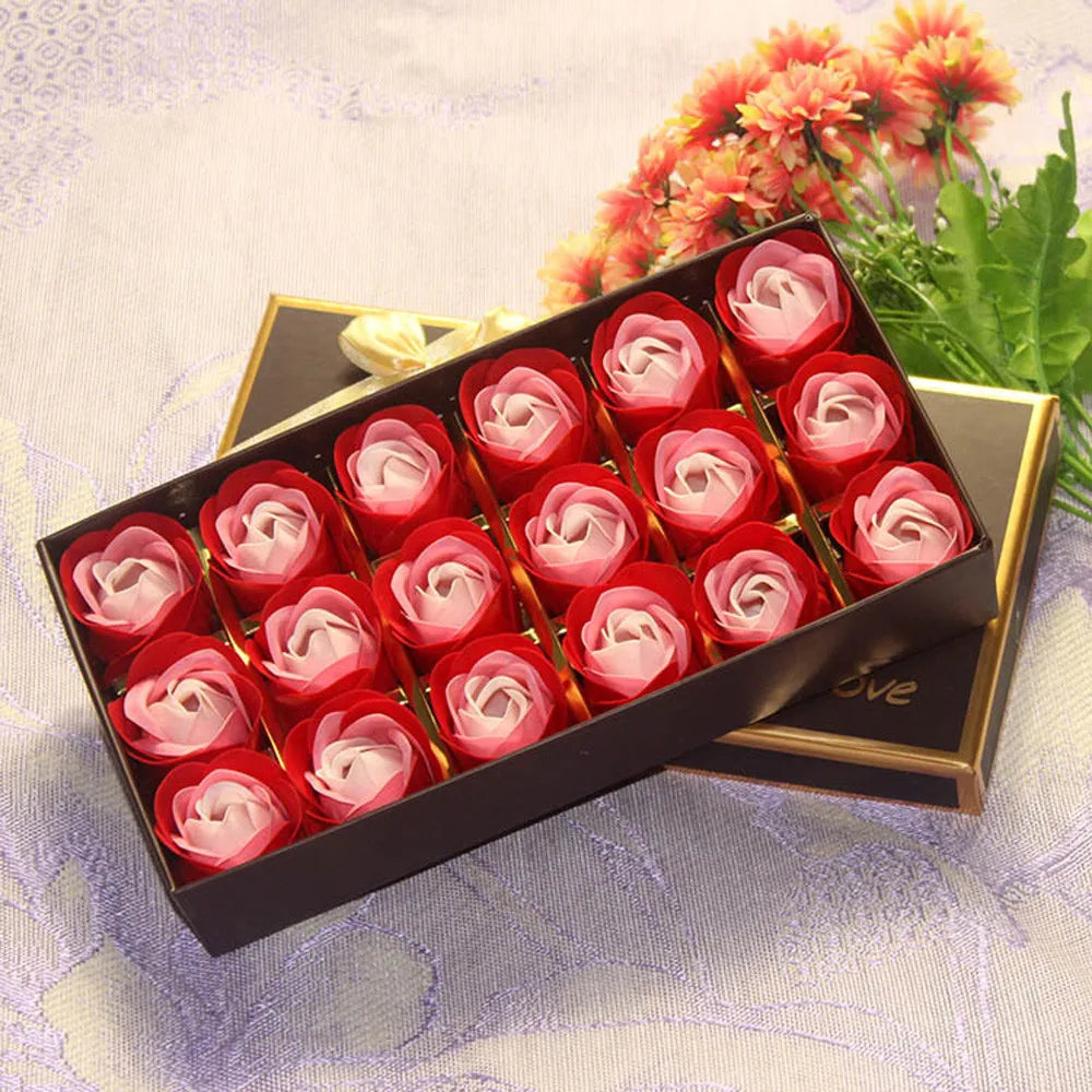 New In 18pcs Scented Rose Flower Petal Bath Body Soap Wedding Party Artificial Flowers Daily Necessities Free Shipping Items