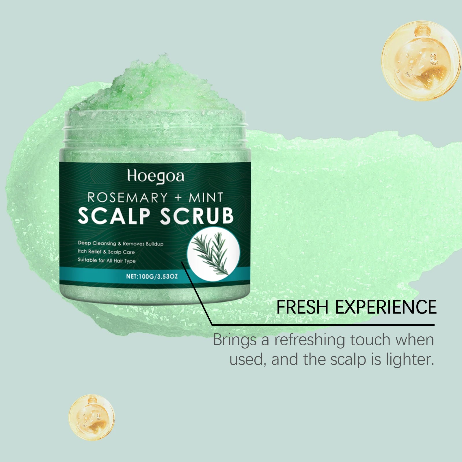 Scalp Scrub Exfoliator With Massage Brush Peppermint Rosemary & Sea Salt For Oil Control Dandruff Deep Cleansing Refreshing Set