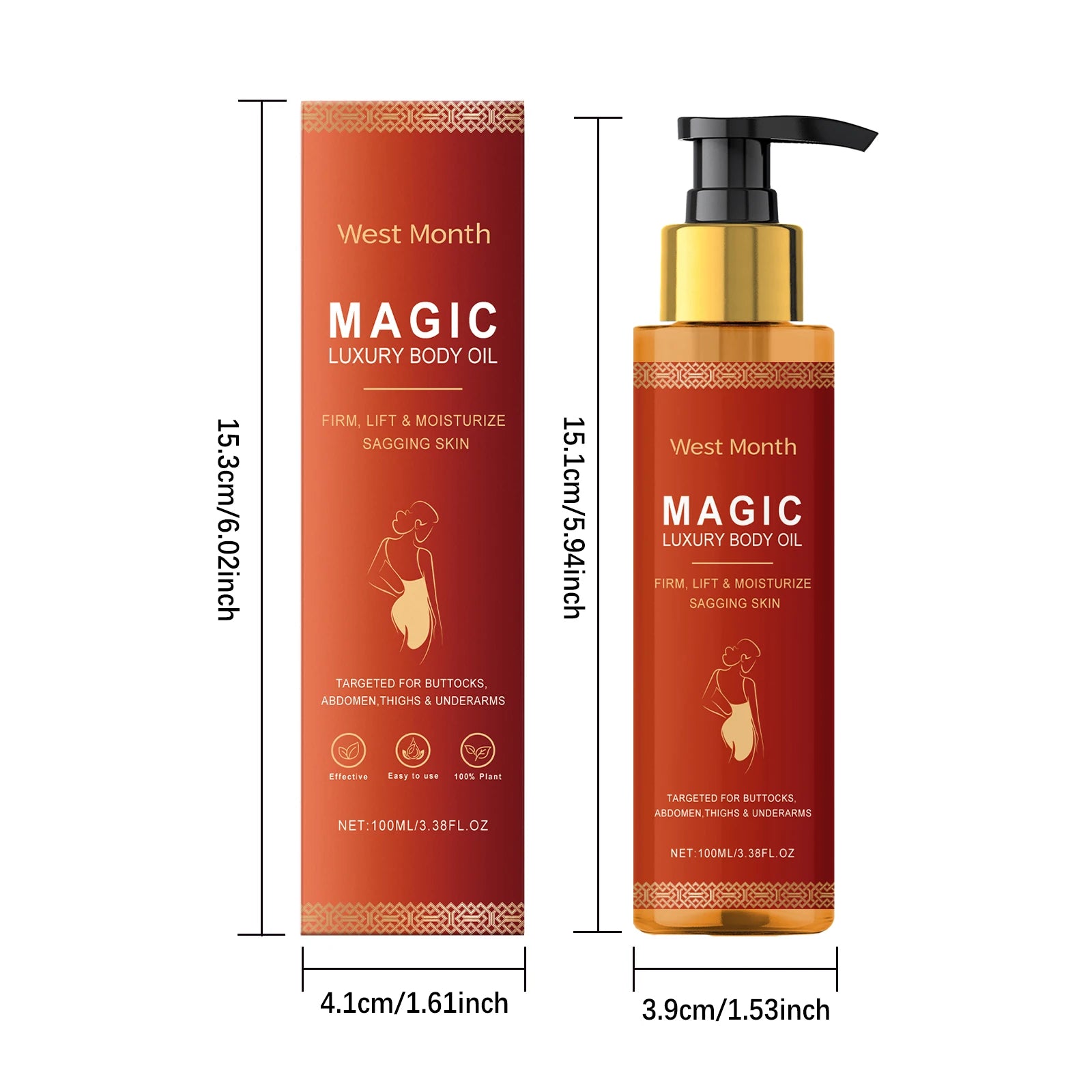 West Month Firming Body Oil Deep Moisturizing Dry Skin Tightening Firming Brightens Skin Tone Anti Aging Repair Damaged Skin