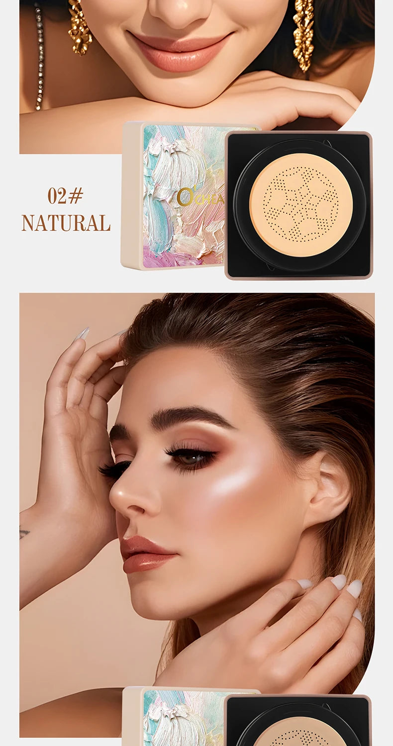O'CHEAL Mushroom Cushion CC Cream Face Airy Coverage Long-lasting Moisturizing Waterproof Oil Control Concealer BB Cream Makeup
