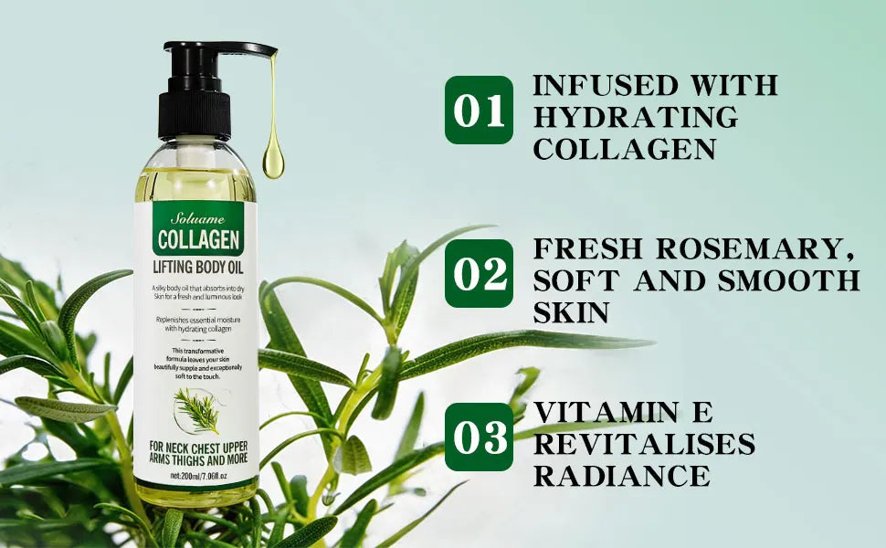 Collagen Lifting Body Oil, Hydrating & Firming Dry Oil, Lightweight Fast-Absorbing, after Shower Moisturizing Oil for Women Men