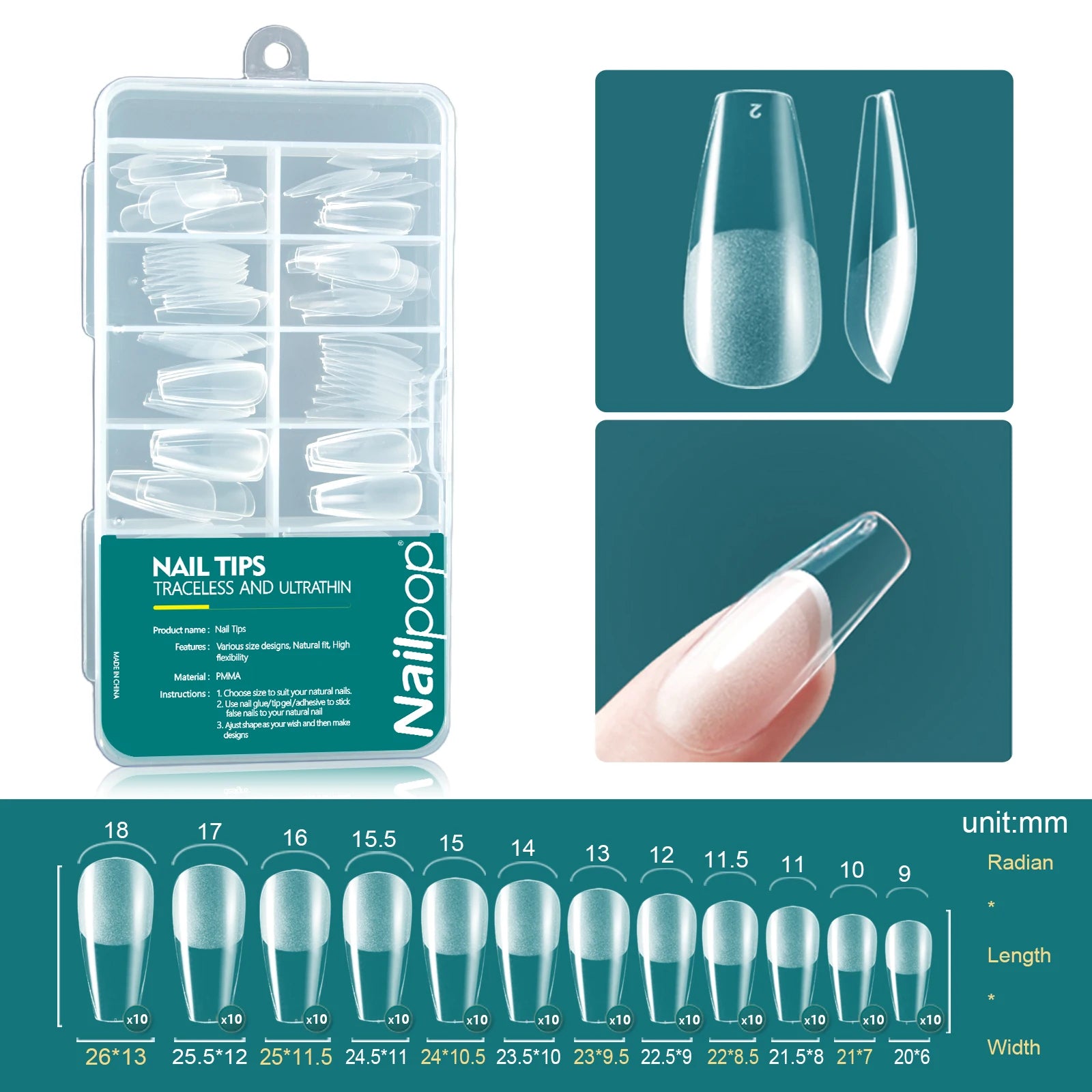 Nailpop Soft Gel Tips For Nails Acrylic Material Half Almond Artificial Nail Capsule Accessories Tool Art Salon 120pcs/box