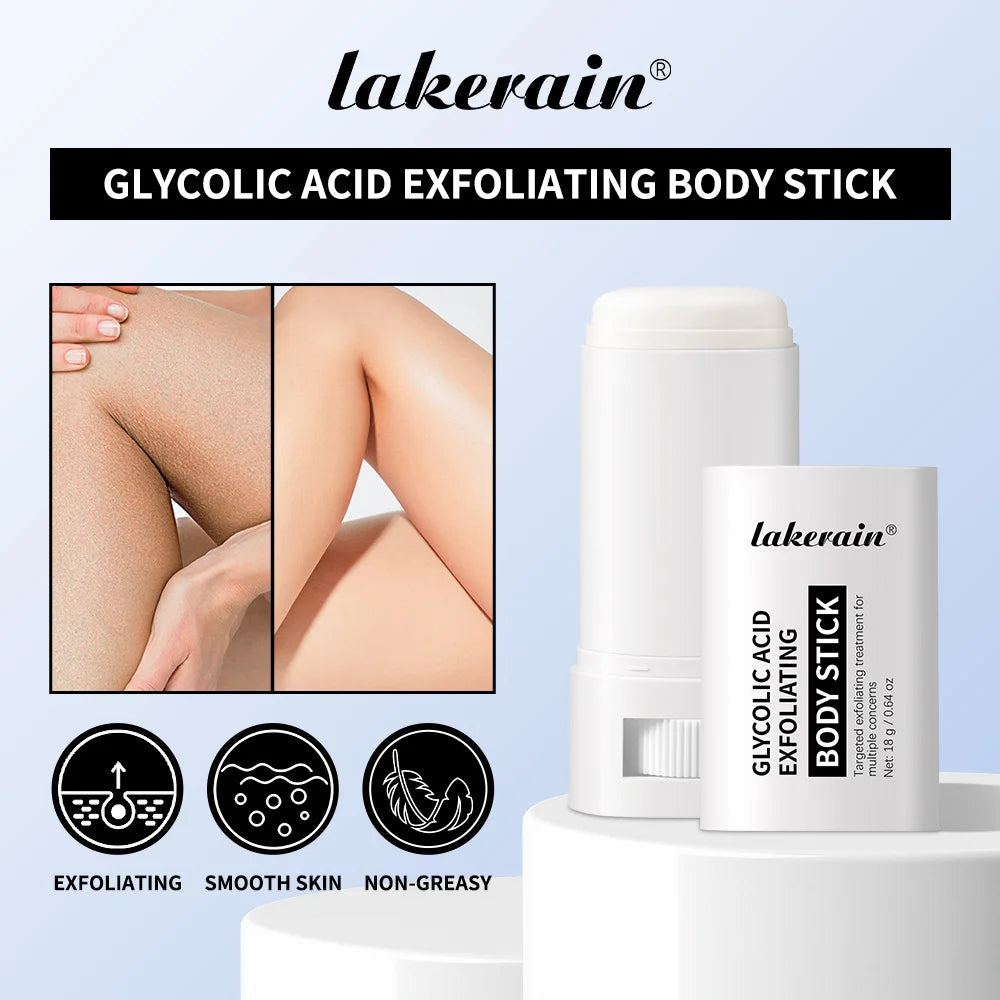 Lakerain Exfoliating Body Stick Multiple Glycolic Acid Cleaning Long-lasting Moisturizing Nourishing Smoothing Skin Care