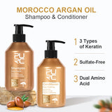 PURC Morocco Argan Oil Shampoo Conditioner Set Smoothing Nourishing Repair Damaged Frizz Hair Scalp Treatment Hair Care