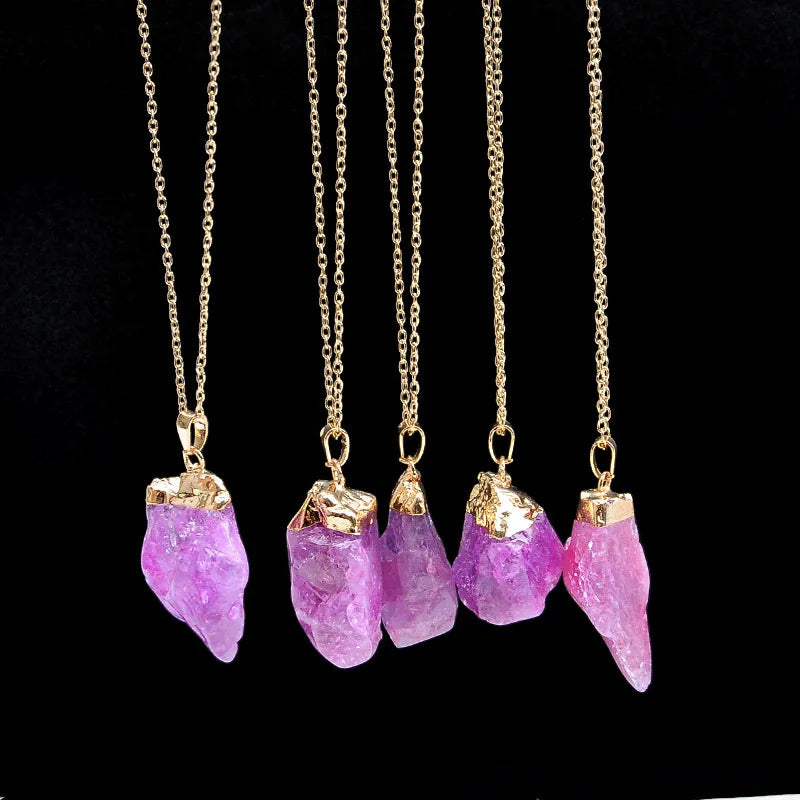 Irregular Amethyst Gemstone Necklace Healing Crystal Chakra Stone Women Birthday Gift Citrine Gemstone Necklace Healing Crystal