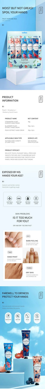 SADOER Hand Cream Set 5pcs Moisturizing for Dry Hands Travel Size Hand Lotion Gift Set to Nourish and Repair Dry Cracked Hands