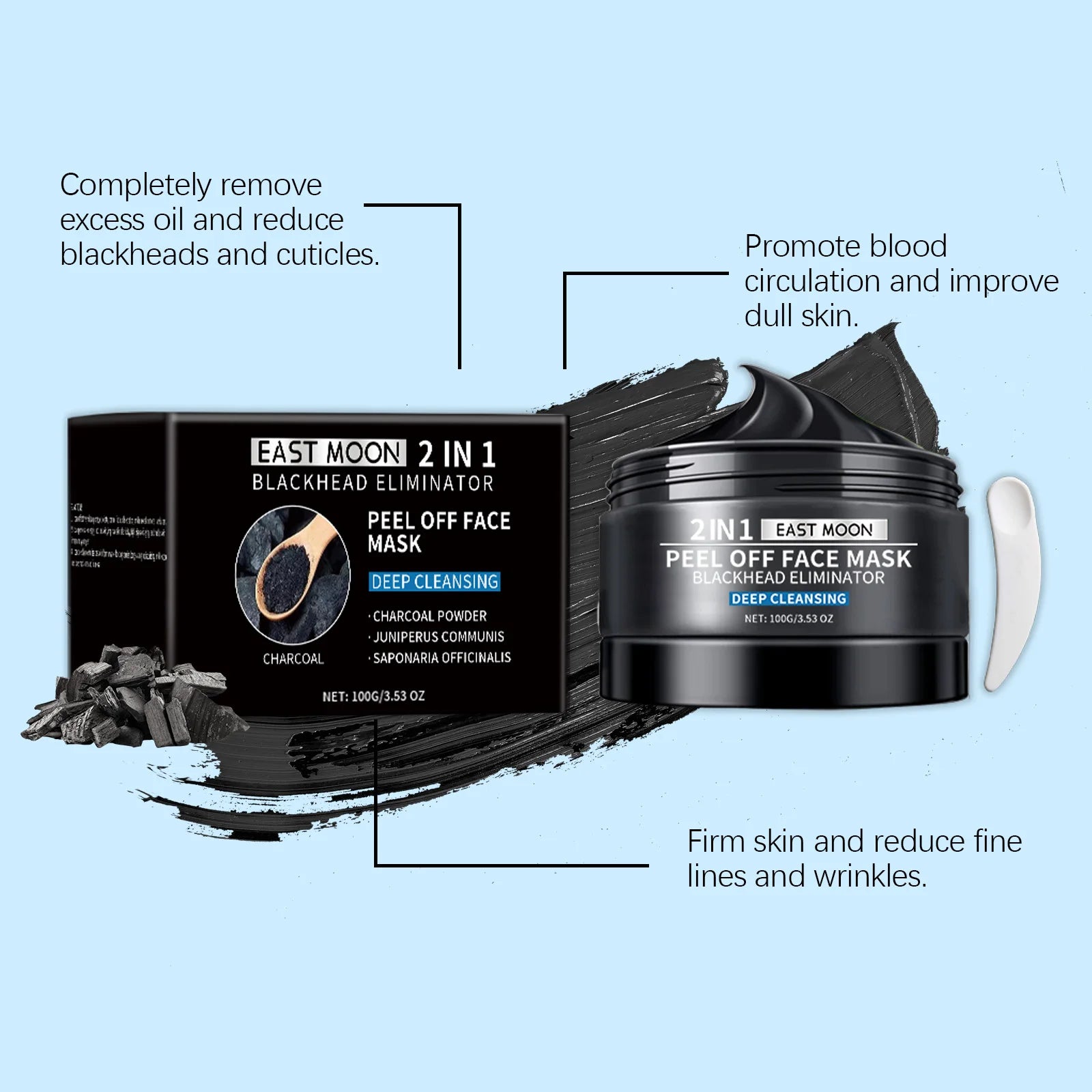 Bamboo Charcoal Blackhead Remover Mask Purifying Shrink Pore Deep Cleansing Oil Control Exfoliator Peel Mud Mask Skin Care