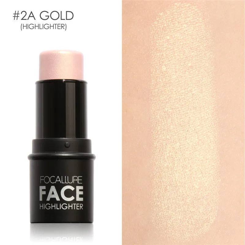 Focallure 4 Colors Highlighter Stick Silky Texture Face Contour Stick Natural Illuminate Makeup Bronzer Highlight Shaded Bar