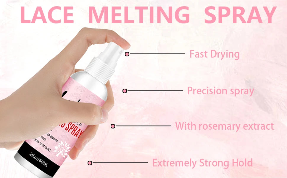 LOCKMIO 60ml Melting Spray Long Lasting Fast Drying Secure Hold Invisible Safety Ingredients Protect Scalp Skin Wig  Lace Front