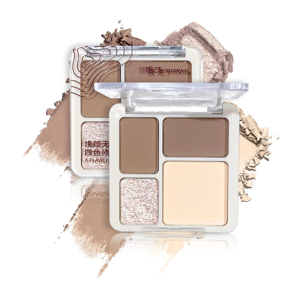 Three-dimensional facial four-color highlight contour palette,matte long-lasting brightening three-dimensional contour cosmetics