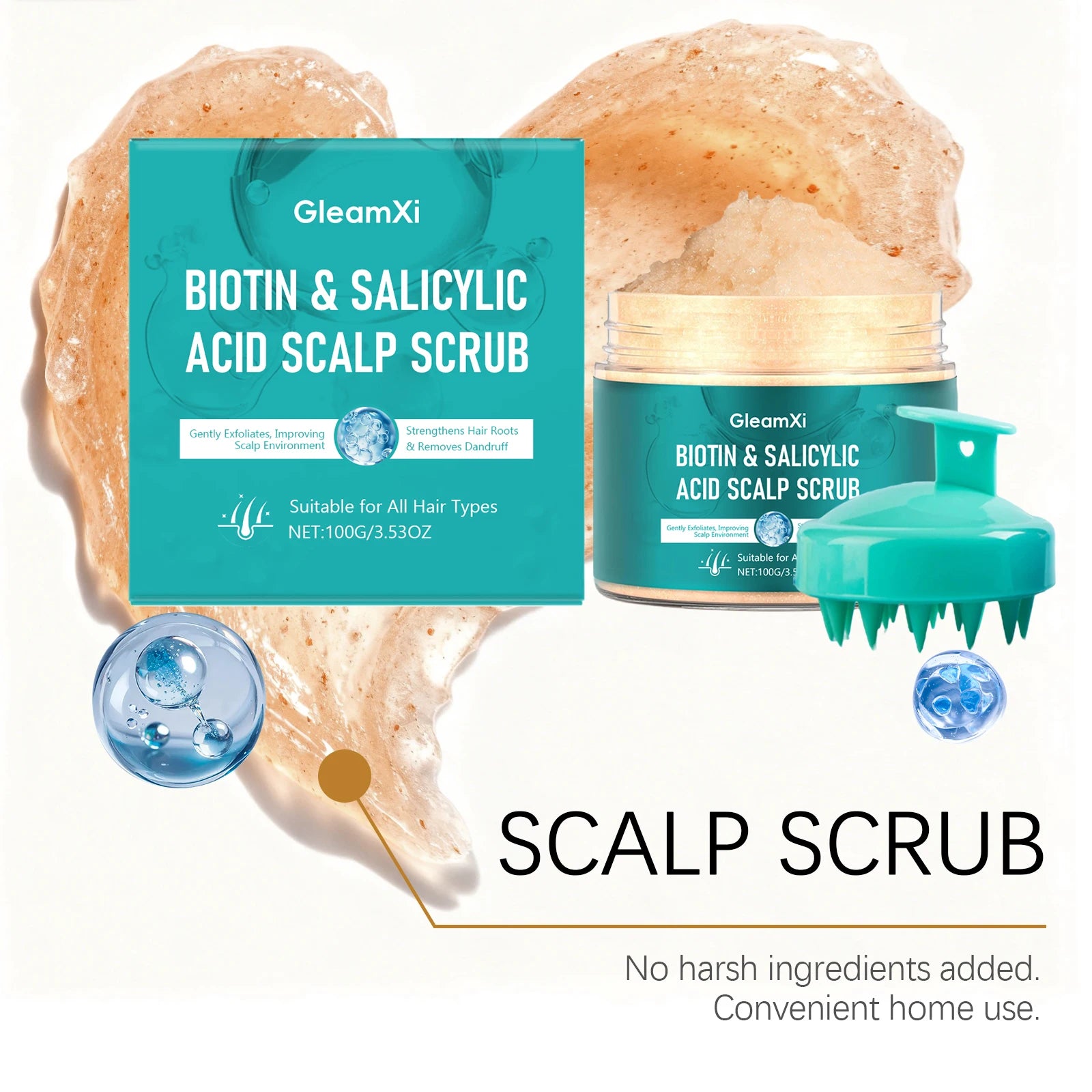 Salicylic Detox Scalp Scrub With Massage Brush Set Deep Cleansing Refreshing Oil Control Anti-Frizzy Hair Care Salon-at-home