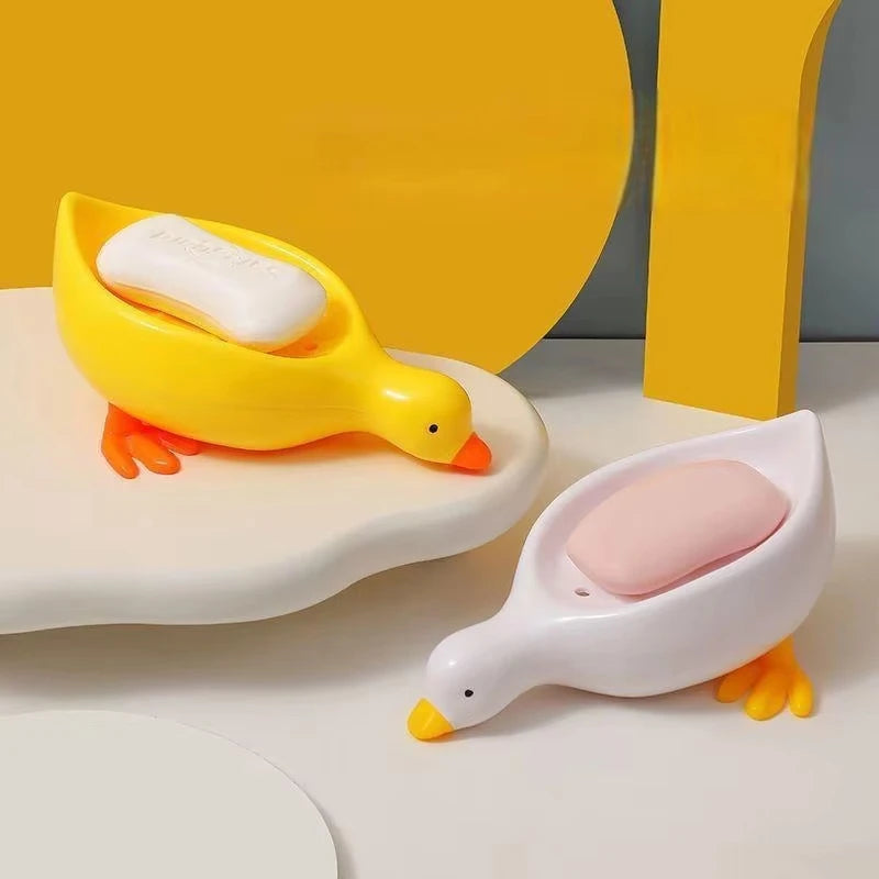 Soap Tray Self-draining Soap Rack Cute Duck-shaped Creative Rack for Shower Bathroom Kitchen Tub Sink Tray Bracket Bathroom
