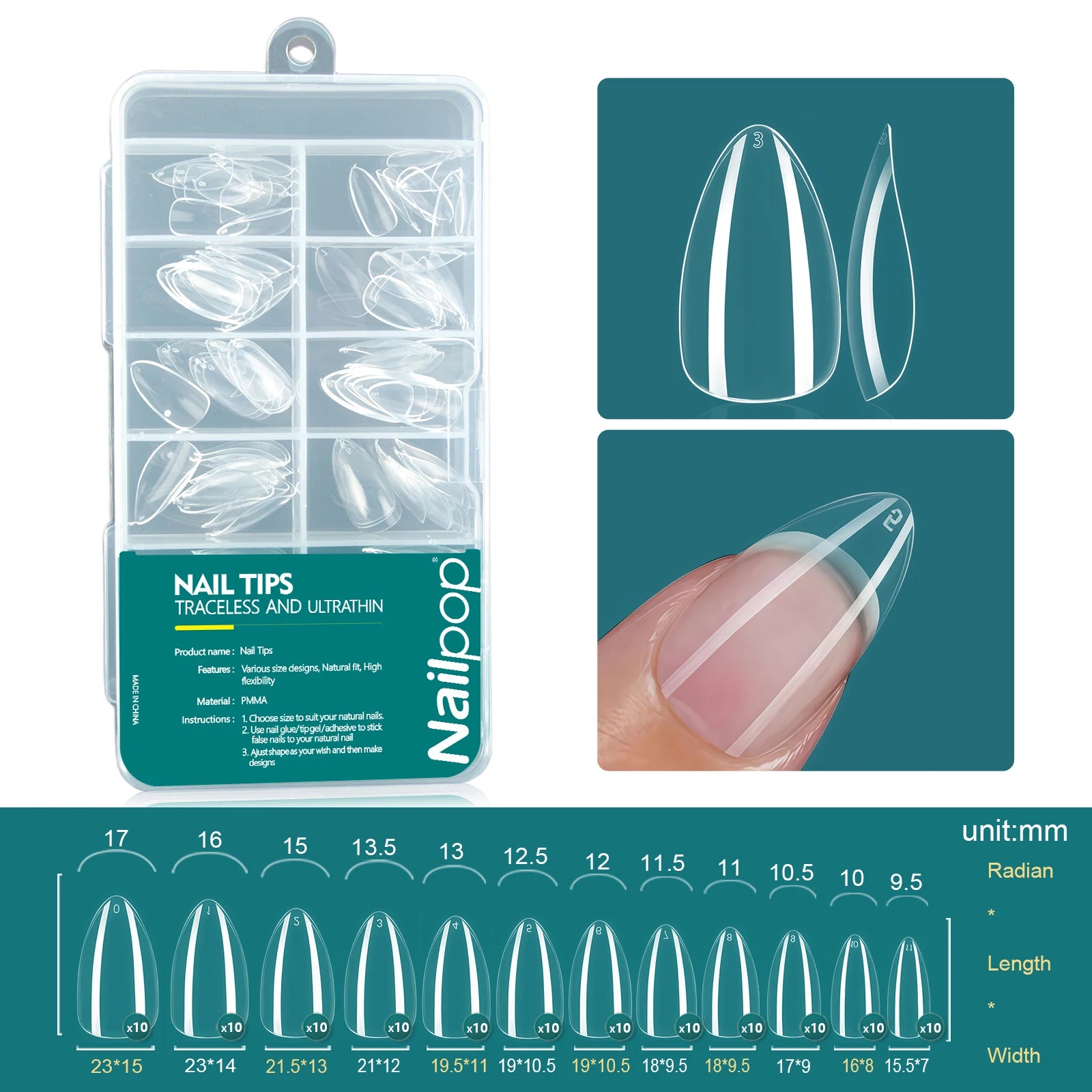 Nailpop Soft Gel Tips For Nails Acrylic Material Half Almond Artificial Nail Capsule Accessories Tool Art Salon 120pcs/box