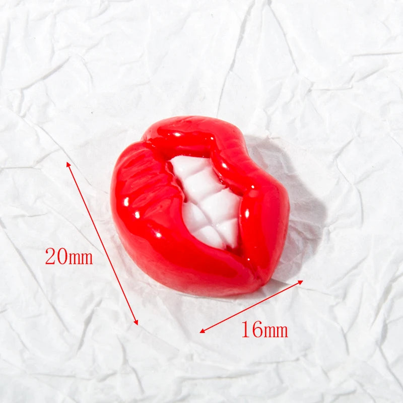 3D Red/Black Lips Love Valentine Nail Charms Sweet Lover Heart Resin Design Jewelry Nails Art Manicure Decoration Accessories