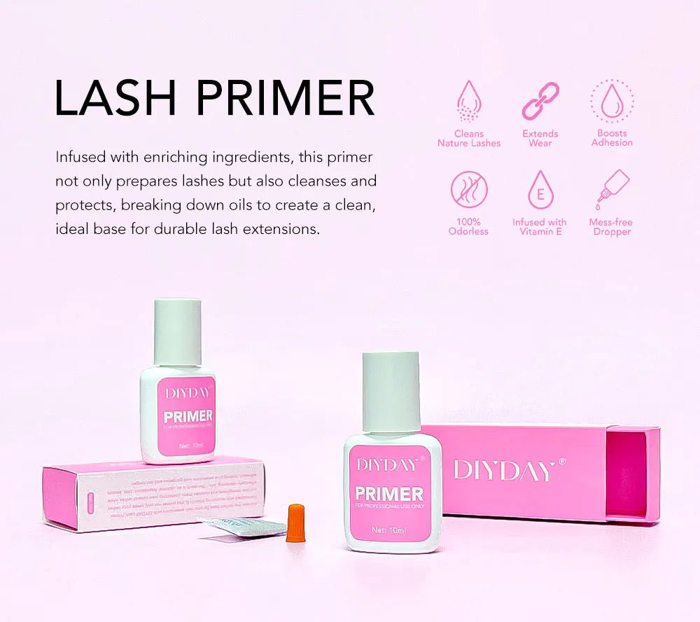DIYDAY Eyelash Glue Primer for Natural Lashes, Deep Cleansing Oil-Free Prep Adhesive Primer for Eyelash Extension