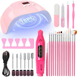 Professional Nail Art Kit with 54W UV Lamp Glue Dryer Polisher Dead Skin Remover Finger Separator Manicure Pedicure Home Use