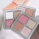 Four Color Glitter Highlighter Powder Palette Diamond High Gloss Shiny High Light Bronzers Face Body Brightening Makeup Cosmetic