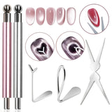 4Pcs Strong Magnetic Stick Cat Eye Set Magnet Double Headed Nail Art Cylindrical Ball Heart-shaped Hollow Cat Eye Magnet Tools