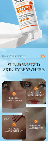 SADOER Spf 90+ Sunscreen For Face Whole Body Use Protector Solar UV Resistant Repairing Solar Blocker Facial Sunscreen