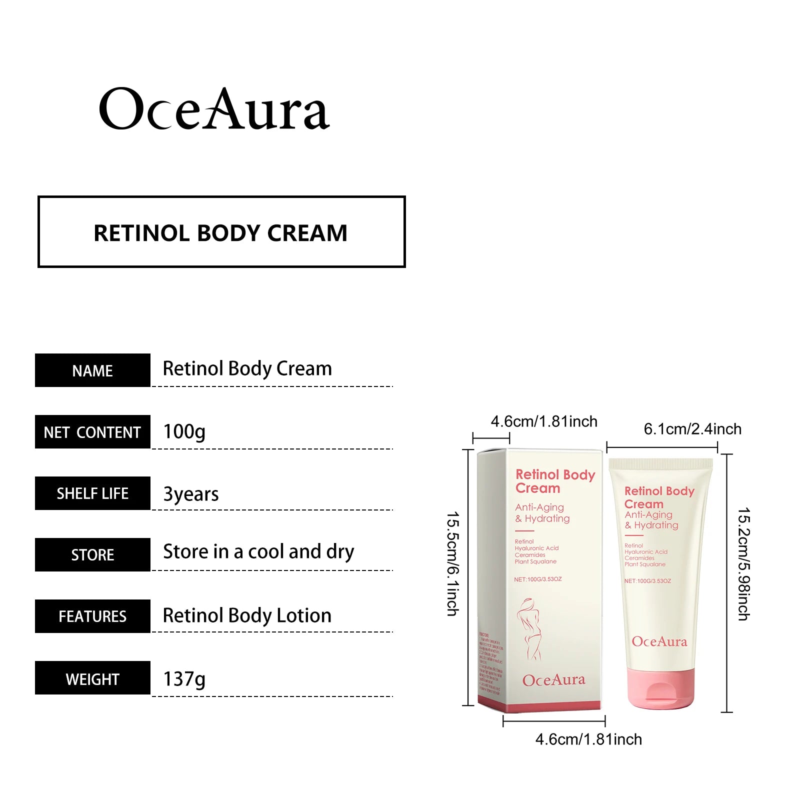 Retinol Tightening Body Lotion Anti-Wrinkle Repair Improve Sagging Skin Remove Cellulite Nourish Lift Firming Moisturizing Cream