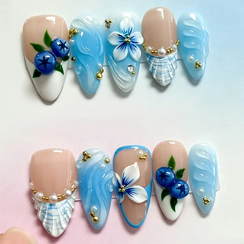 24 false nail pieces shipped randomly, Instagram-style false nails, wearable full-coverage almond-shaped press-on nails.