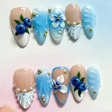 24 false nail pieces shipped randomly, Instagram-style false nails, wearable full-coverage almond-shaped press-on nails.