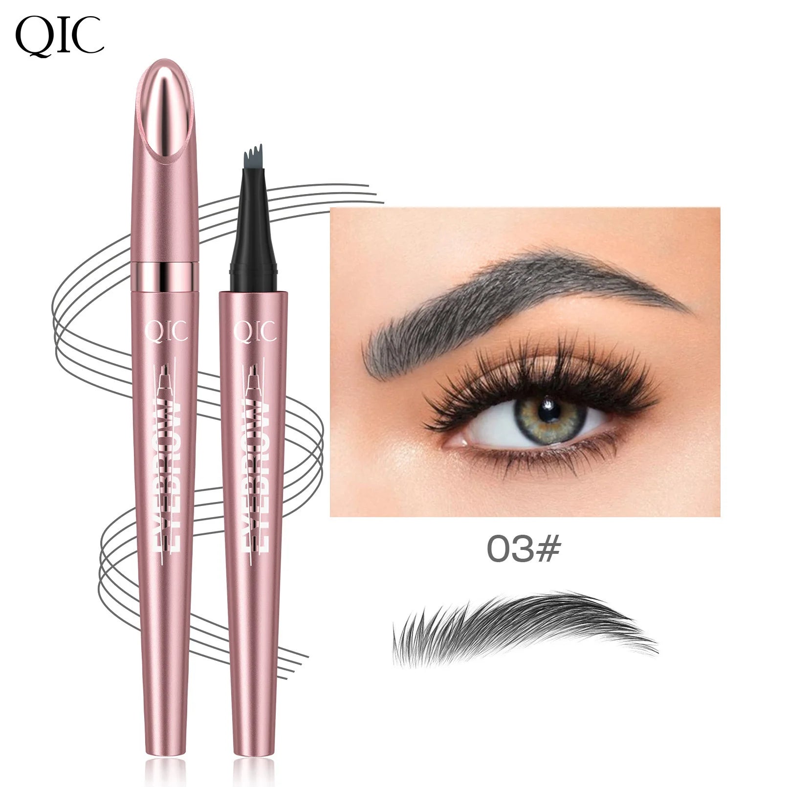 Four Claw Liquid Eyebrow Pen Waterproof Sweatproof Long Lasting 3D Wild Brow Microblading Makeup for Beginners