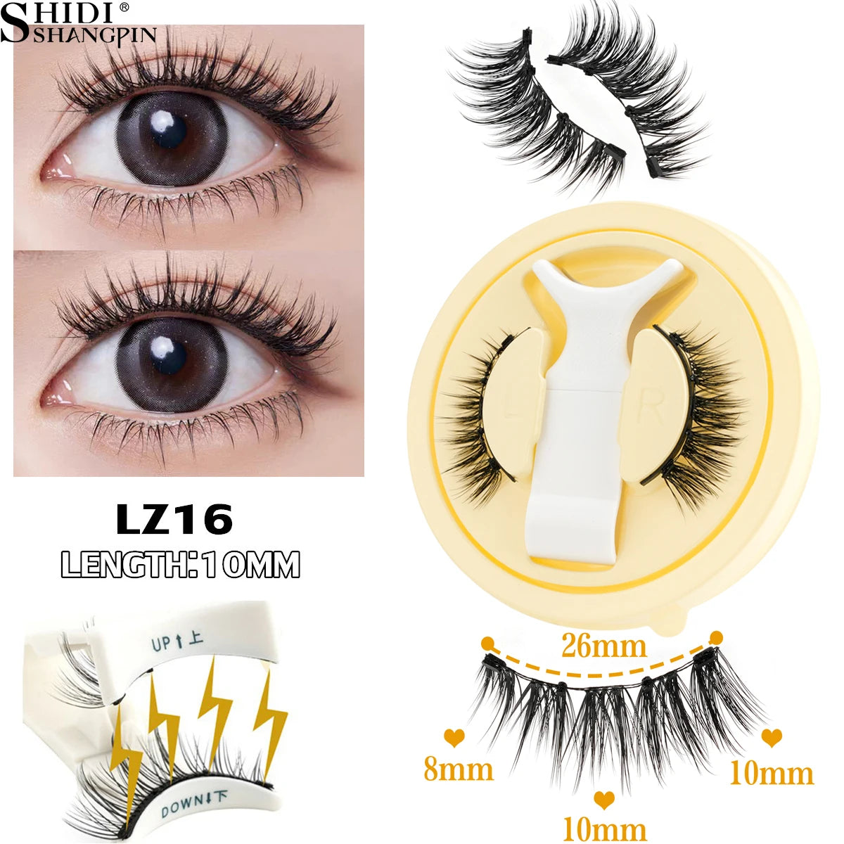 2 Pairs Magnetic Eyelash Natural Look Fluffy False Eyelashes Reusable Magnetic Eyelash Set with Applicator No Glue Need Makeup