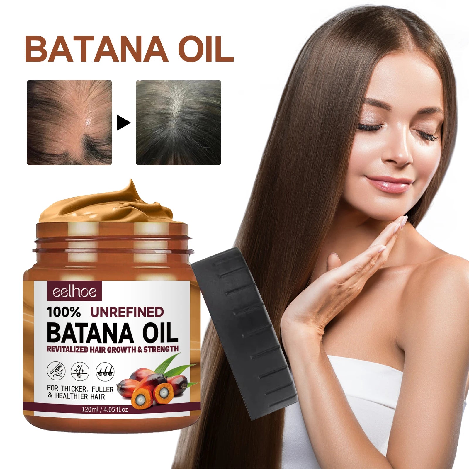100% Pure Organic Hair Mask Batana Oil Hair Growth Oil Natural Treatment Nourish Reduce Hair Loss Anti-Breakage Hair Products
