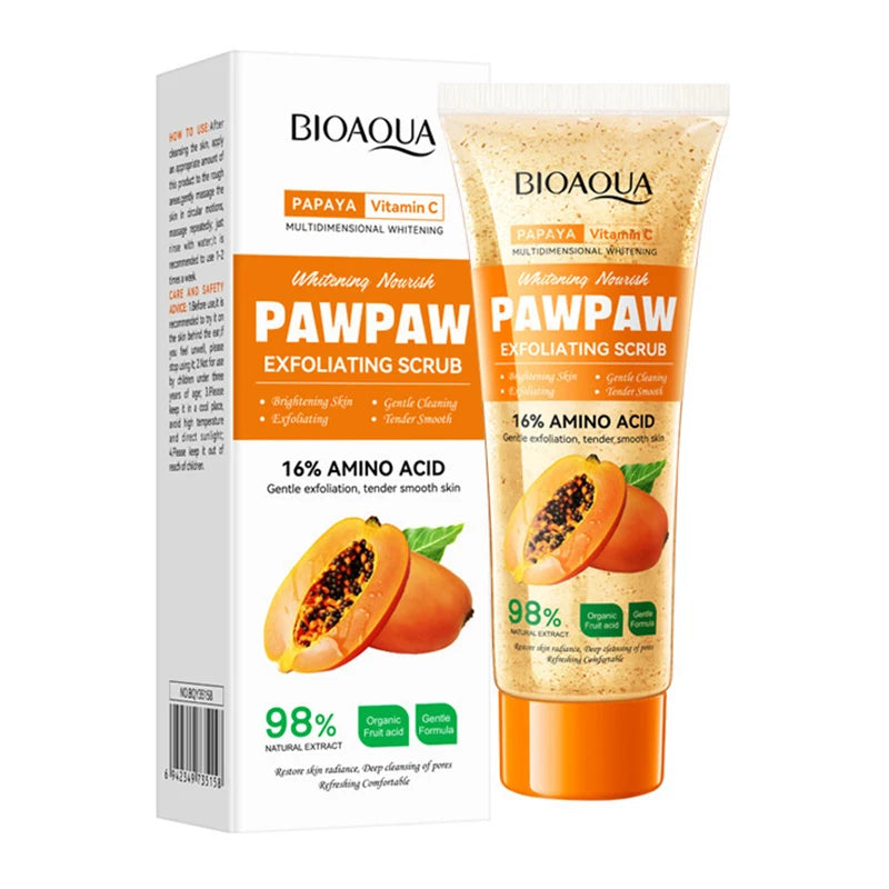 100g Papaya Vitamin C Exfoliating Scrub Cream, Hypoallergenic, Moisturizing, Exfoliation, Scented with Papaya, Deep Cleansing