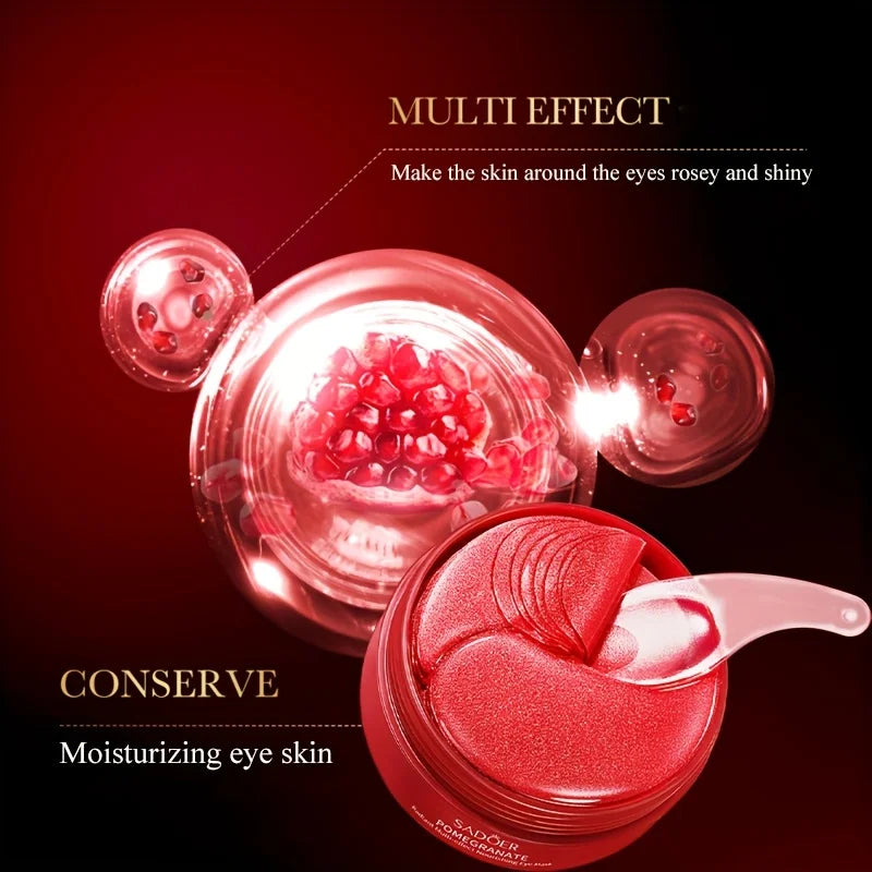 Pomegranate Eye Mask Multi-Effect Nourishing And Moisturizing Eye Patch for Hydrating the Eye Area 60pcs/bottle-1 bottle