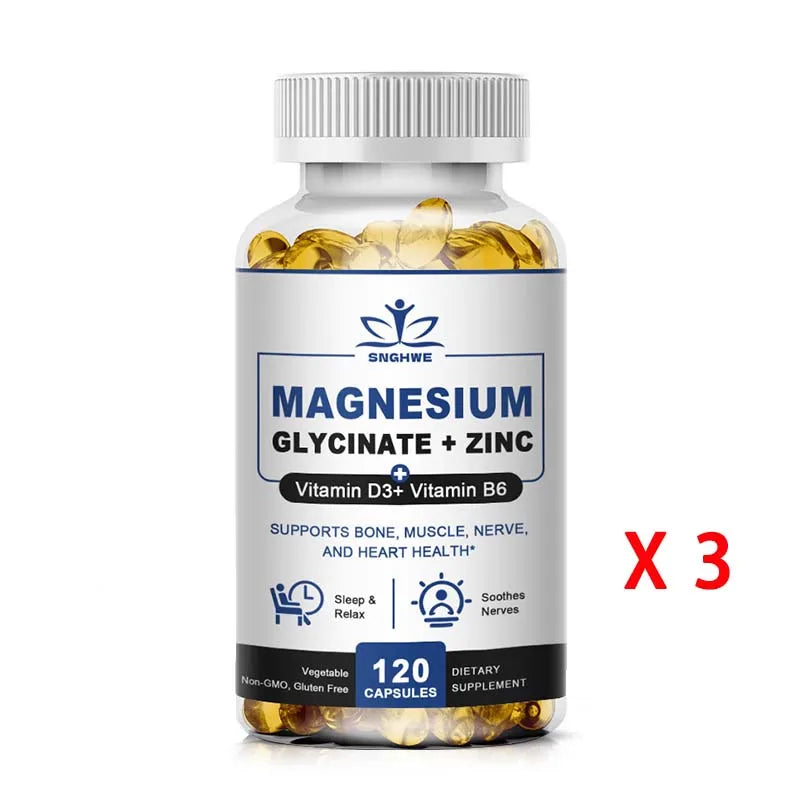 Magnesium & Zinc Capsules for Muscle, Joint,Bone,Enzyme & Heart Health Rest &Relaxation Magnesium Glycinate Supplement